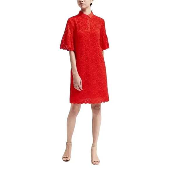 Banana Republic Red Lace Polo Shift Dress XS - Picture 1 of 5